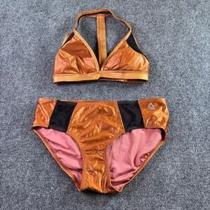 Reebok Bikini Set Women S/L Copper Metallic Mesh High Waist Sporty Swimsuit